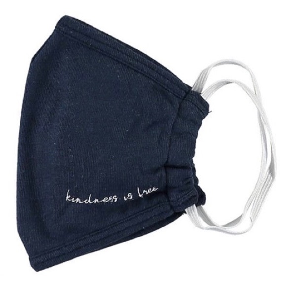 new SOTM ☮︎︎ Reversible Kindness is Free Elastic Strap Face Mask ☮︎︎ Navy Blue - Picture 2 of 8